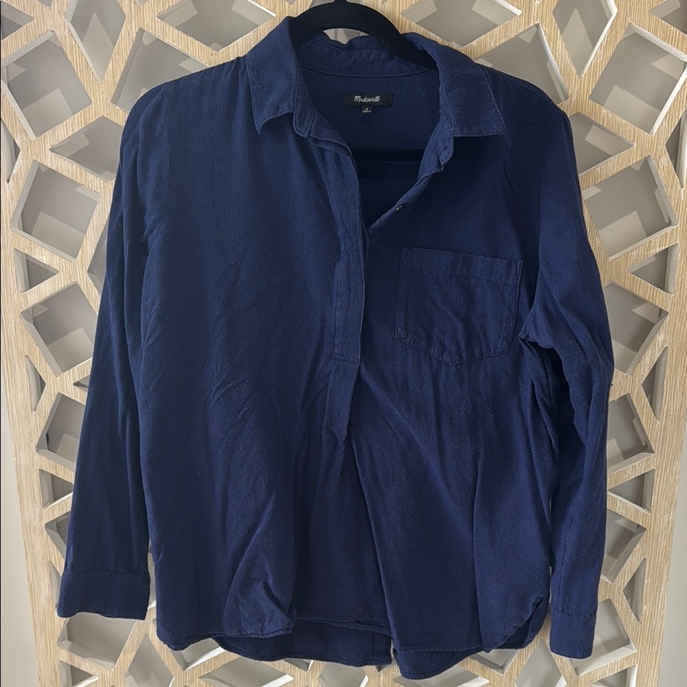 Madewell Blue Textured Button Down Shirt